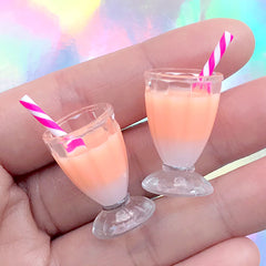 Dollhouse Milkshake Cocktail with Straw | Miniature Magical Beverage Charm | Doll Food Craft | Kawaii Sweet Deco (2 pcs / Orange / 16mm x 25mm)