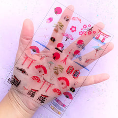 Japanese Culture Clear Film Sheet | Japan Embellishments | Resin Inclusions | Filling Material for Resin Crafts