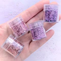 Hexagon Glitter Assortment in Purple Pink (4 pcs) | Bling Bling Filling Materials for Resin Craft | Nail Art Supplies