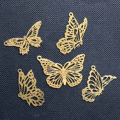 Assorted Butterfly Metal Bookmark Charm | Hollow Insect Deco Frame for UV Resin Filling | Kawaii Jewelry Making (5 pcs)