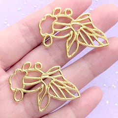 CLEARANCE Goldfish Open Bezel Pendant | Fish Charm | Kawaii Deco Frame for UV Resin Filling | Resin Jewelry Supplies (2 pcs / Gold / 26mm x 40mm)