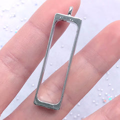 Rectangular Bar Open Bezel Pendant | Rectangle Open Frame for Resin Filling | Resin Jewellery DIY (1 piece / Silver / 12mm x 44mm)