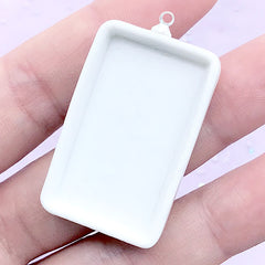 Rectangular Porcelain Bezel Setting | Ceramic Bezel Tray | UV Resin Jewellery Making (1 piece / White / 23mm x 41mm)