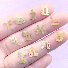 Zodiac Sign Embellishments | Horoscope Signs for Resin Art Deco | Astrological Resin Inclusions (12 pcs / Gold)