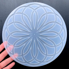 Hollow Mandala Flower Coaster Silicone Mold | Large Resin Coaster DIY | Resin Home Decoration (198mm)