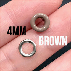 4mm Coloured Grommets | Painted Eyelet for Leather Crafts | Handmade Supplies (10 sets / Brown)