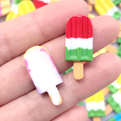Rainbow Popsicle Cabochons | Colorful Ice Pop Embellishments | Sweet Deco | Kawaii Phone Case Decoden Supplies (3 pcs by random / 12mm x 28mm)