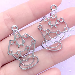 CLEARANCE Cupcake and Candle Open Bezel Charm | Sweet Deco Frame for UV Resin Filling | Kawaii Jewelry Making (2 pcs / Silver / 23mm x 33mm)