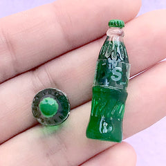 CLEARANCE Dollhouse Soft Drink Bottle in 1:6 Scale | 3D Miniature Beverage | Doll House Soda | Fake Food Jewelry DIY (2 pcs / Green / 10mm x 33mm)