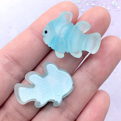 Fish Resin Cabochons | Kawaii Animal Cabochon | Decoden Phone Case DIY | Toddler Jewellery Supplies (3 pcs / 27mm x 21mm)