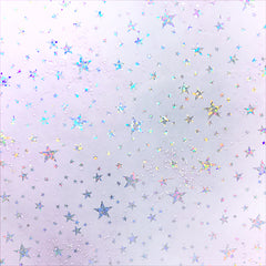 Transparent TPU Fabric Sheet with Holographic Star Pattern | Kawaii Vinyl Bags Making (Clear / 20cm x 26cm / 0.25mm)