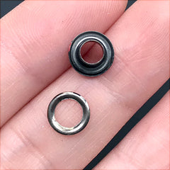4mm Painted Grommets | Colored Eyelets | Leather Crafts | DIY Supplies (10 sets / Black)