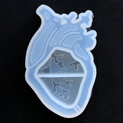 Heart Organ Silicone Mold | Resin Shaker Charm Mold | Halloween Cabochon DIY | Kawaii Goth Jewelry Making (36mm x 59mm)