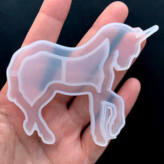 Unicorn Resin Shaker Silicone Mold | Magical Shaker Charm DIY | Kawaii Decoden Cabochon Mold | Magical Girl Jewelry Supplies (80mm x 64mm)