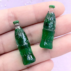 CLEARANCE Dollhouse Soft Drink Bottle in 1:6 Scale | 3D Miniature Beverage | Doll House Soda | Fake Food Jewelry DIY (2 pcs / Green / 10mm x 33mm)