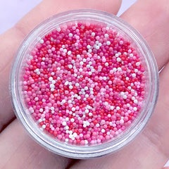 Miniature Dragee | Dollhouse Bubblegum Candy | Faux Sugar Pearl Toppings for Fake Dessert Jewellery DIY | Micro Bead Mix (Pink White / 3g)