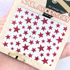 Red Star Sticker with Glitter | Nail Decoration | Glittery Resin Inclusion | Nail Art Supplies