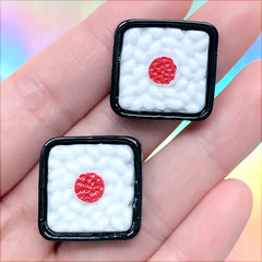 Makizushi Cabochons | Japanese Sushi Roll Embellishment | Fridge Magnet Making | Decoden Phone Case DIY (2 pcs / 22mm x 21mm)