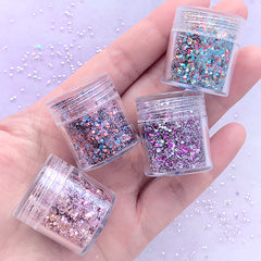 Colorful Hexagon Glitter Mix in Christmas Theme (4 pcs) | Embellishment for Resin Crafts | Festive Nail Designs