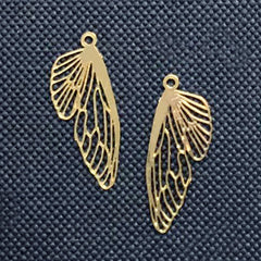 Small Butterfly Wing Metal Bookmark Charm | Insect Deco Frame | Kawaii UV Resin Jewelry DIY (2 pcs / 8mm x 22mm)