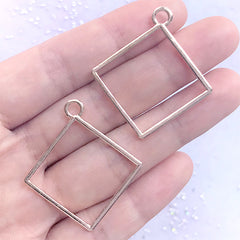 Square Open Bezel for UV Resin Filling | Geometry Deco Frame | Resin Jewelry DIY (2 pcs / Rose Gold / 34mm x 37mm)