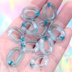 Acrylic Open Chain Links | Plastic Oval Links | Kawaii Jewellery Making | Chunky Necklace DIY (10 pcs / Transparent Blue / 14mm x 20mm)