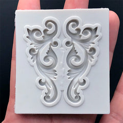 Baroque Acanthus Scroll Silicone Mold (2 Cavity) | Rococo Swirl Leaf Mould | Antique Victorian Ornament Making (18mm x 47mm)