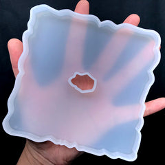 Square Geode Slice Coaster Silicone Mold | Agate Crystal Mould | Epoxy Resin Craft Supplies | Home Decoration (121mm x 119mm)