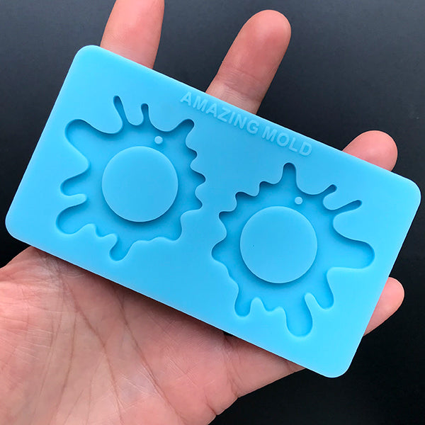 Water Splash Charm Silicone Mold (2 Cavity) | Chunky Dangle Earring Mould | Kitsch Jewelry DIY | Resin Craft Supplies (42mm x 43mm)