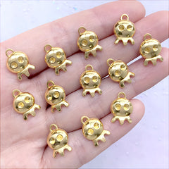 Little Ghost Charm | Teru Teru Bozu | Small Octopus Pendant | Kawaii Jewellery Supplies (12 pcs / Gold / 10mm x 14mm)