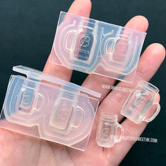 3D Dollhouse Mason Drinking Jar Silicone Mold (2 Cavity) | Miniature Mason Cup Mold | Doll House Drink DIY | UV Resin Crafts