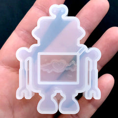 Vintage Toy Robot Silicone Mold | Kawaii Resin Shaker Mold | Retro Cabochon DIY | Resin Art Supplies (47mm x 60mm)