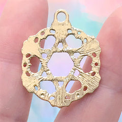 Six Pointed Star of David with Filigree Border Charm | Hexagram Magen David Pendant | Sacred Geometry Jewelry Supplies (1 piece / Gold / 23mm x 28mm)