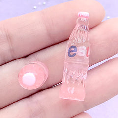 1:6 Scale Dollhouse Soda Bottle | 3D Miniature Beverage Drink | Kawaii Doll House Craft Supplies (2 pcs / Pink / 10mm x 33mm)