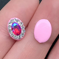 Oval Glass Rhinestone Embellishment for Nail Art | Faux Gemstones | Bling Decoration for Resin Craft (2 pcs / 8mm x 10mm)