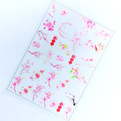 Peach Blossom Clear Film Sheet | Sakura and Plum Flower Embellishments | Floral Resin Inclusions | UV Resin Art Supplies