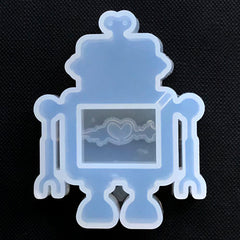 Vintage Toy Robot Silicone Mold | Kawaii Resin Shaker Mold | Retro Cabochon DIY | Resin Art Supplies (47mm x 60mm)