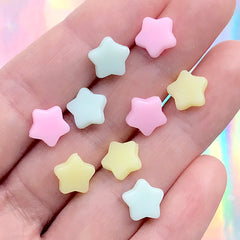 Pastel Star Cabochons | Faux Star Candies | Fake Star Dragee | Kawaii Decoden Resin Cabochons (9 pcs / Mix / 9mm x 9mm)