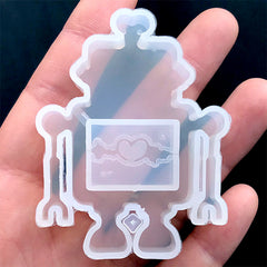 Vintage Toy Robot Silicone Mold | Kawaii Resin Shaker Mold | Retro Cabochon DIY | Resin Art Supplies (47mm x 60mm)