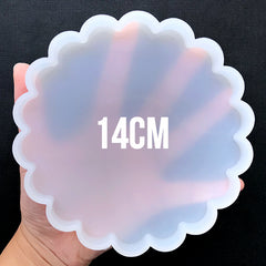 Round Scalloped Coaster Silicone Mold | Resin Coaster DIY | Epoxy Resin Art Supplies | Clear Mold for UV Resin (140mm)