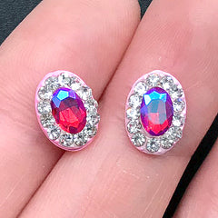 Oval Glass Rhinestone Embellishment for Nail Art | Faux Gemstones | Bling Decoration for Resin Craft (2 pcs / 8mm x 10mm)