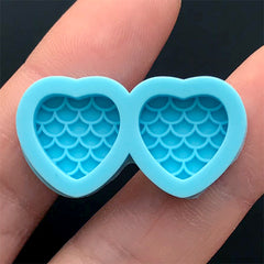 Heart Mermaid Scales Cabochon Silicone Mould (2 Cavity) | Resin Jewelry Making | Resin Craft Supplies (12mm x 12mm)
