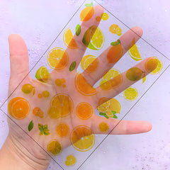 Lemon Clear Film Sheet | Citrus Fruit Embellishment for Resin Craft Decoration | UV Resin Inclusions | Epoxy Resin Art Supplies