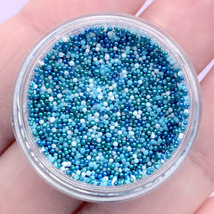 Dollhouse Sugar Pearls | Miniature Dragee Toppings | Fake Food Jewelry Supplies | Micro Bead Embellishment for Resin Craft (Blue White / 3g)