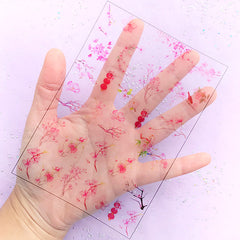 Peach Blossom Clear Film Sheet | Sakura and Plum Flower Embellishments | Floral Resin Inclusions | UV Resin Art Supplies