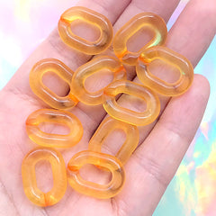 Large Oval Chain Links | Acrylic Open Links | Kawaii Keychain DIY | Plastic Findings for Chunky Jewelry Making (10 pcs / Transparent Orange / 14mm x 20mm)