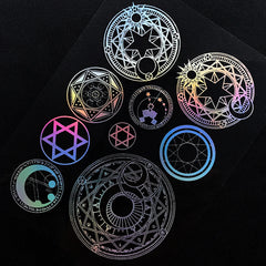 Large Magic Circle Holo Clear Film Sheet | Holographic Resin Inclusions | Magical Girl Embellishments | Mahou Kei Jewelry DIY