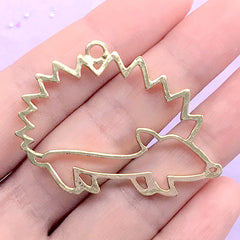 Hedgehog Open Back Bezel Pendant | Porcupine Charm | Kawaii Deco Frame for UV Resin Filling | Kawaii Craft (1 piece / Gold / 44mm x 33mm)