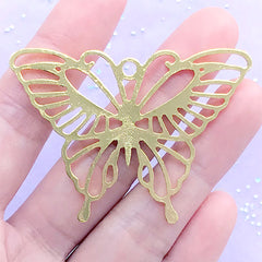 Large Butterfly Open Bezel Charm | Big Insect Deco Frame for UV Resin Filling | Resin Jewelry DIY (1 piece / Gold / 55mm x 40mm)