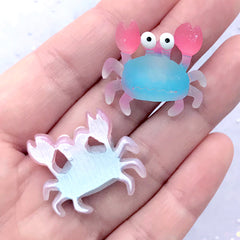 Cartoon Crab Cabochons | Kawaii Marine Life Decoden Pieces | Hair Bow Centerpiece | Toddler Jewellery Making (3 pcs / 27mm x 25mm)